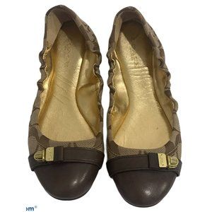 Coach Delphine CC Signature Jacquard Leather Ballet Flats Womens Size 5.5 B
